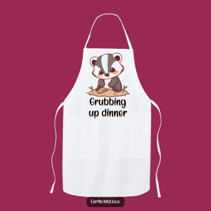 Funny Kawaii Apron: Badger Digging for Cute, Funny Kitchen Fun