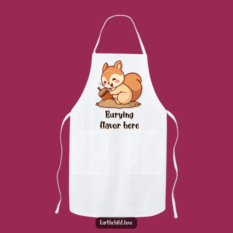 Funny Kawaii Squirrel Burying Acorn Apron - Cute Kitchen Gift for Fall Lovers