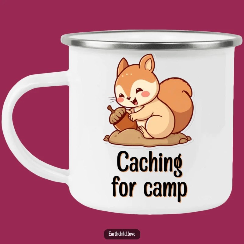 Funny Kawaii Squirrel Burying Acorn Camping Mug - Autumn Adventure Gift