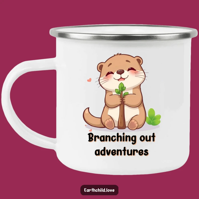 Funny Kawaii Otter Hugging Sapling Camping Mug - Adventure Nature Gift