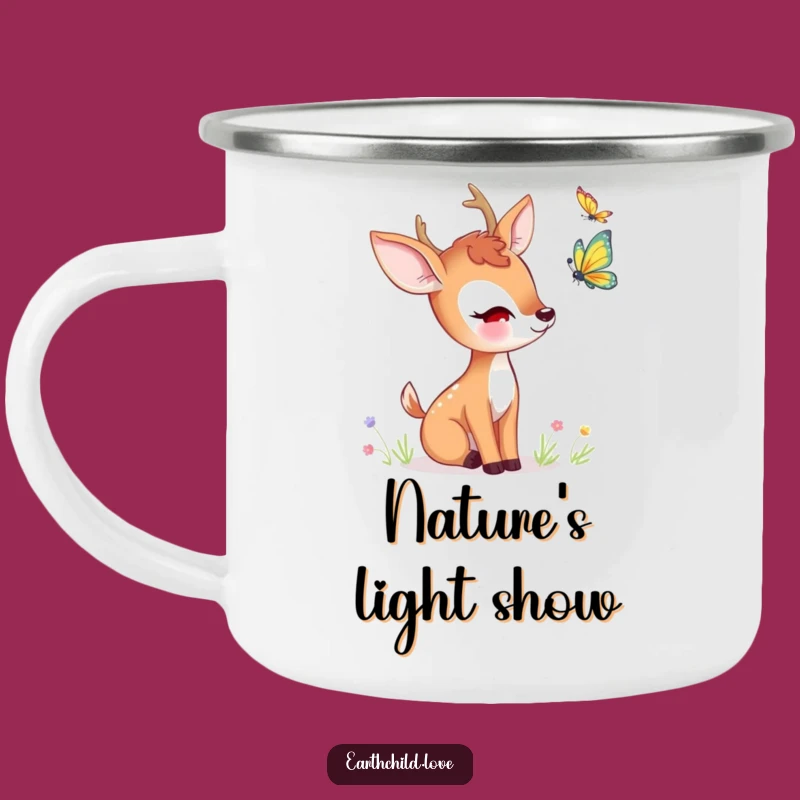 Funny Kawaii Deer Butterfly Camping Mug - Woodland Adventure Gift