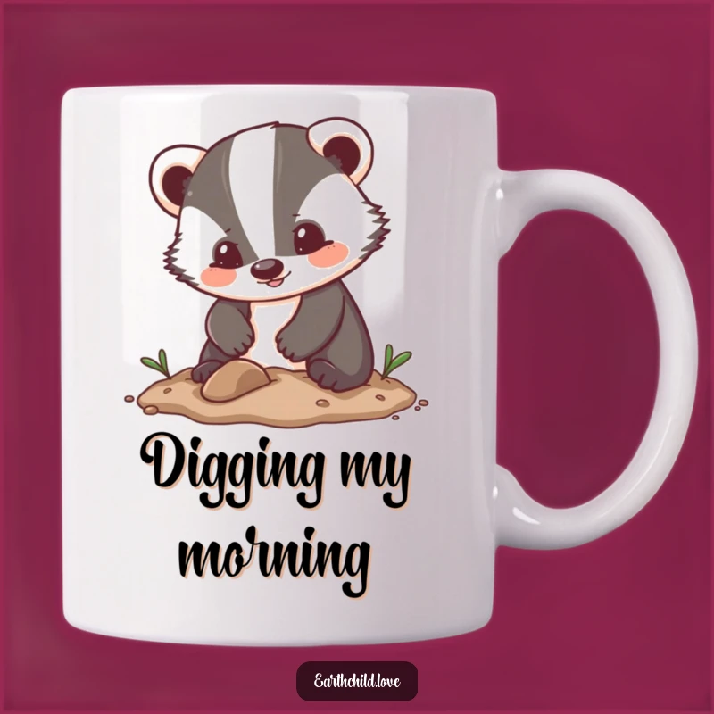 Funny Kawaii Badger Mug: Enthusiastic Digger for a Cute, Funny Gift