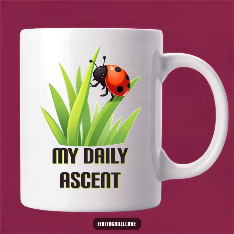 Funny Kawaii Ladybug Climbing Grass Mug: A Cheerful Gift for Bug Lovers