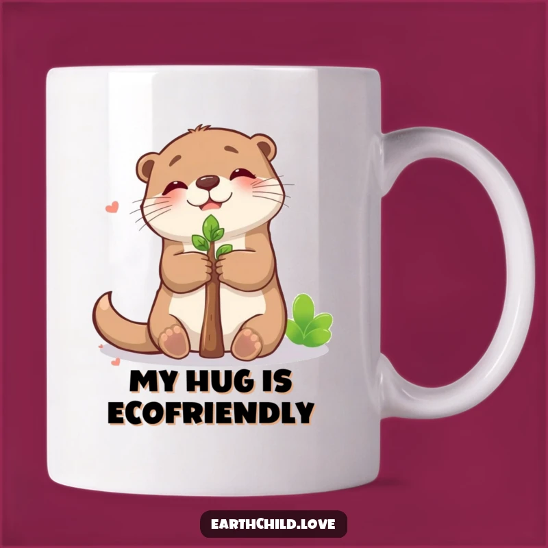Funny Kawaii Otter Hugging Sapling Mug - Adorable Nature Gift for Otter Lovers