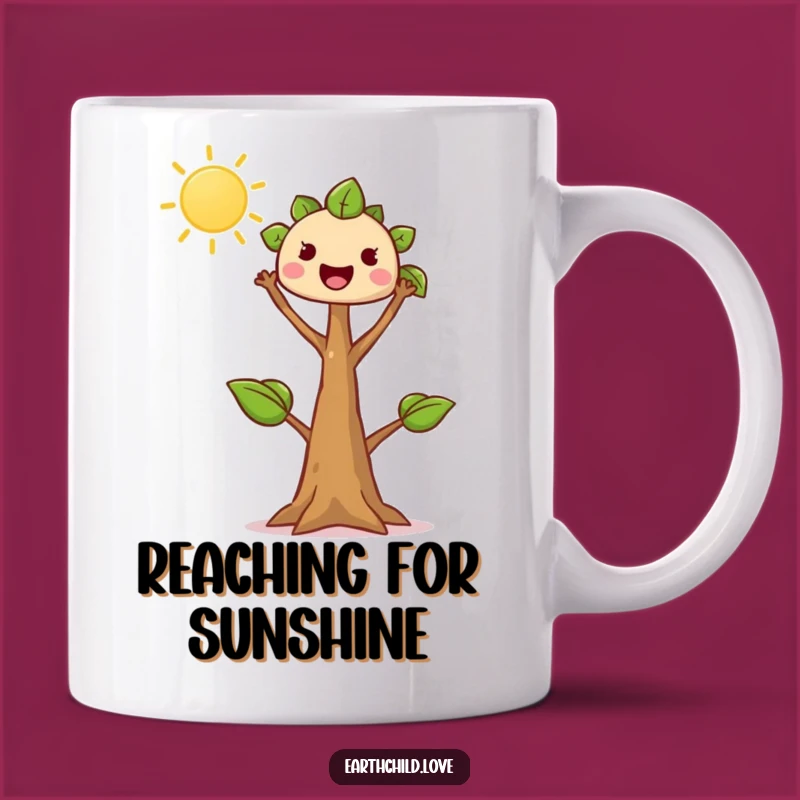 Funny Tree Sprout Mug: Kawaii Sprout Reaching for Sun, Positive Funny Gift
