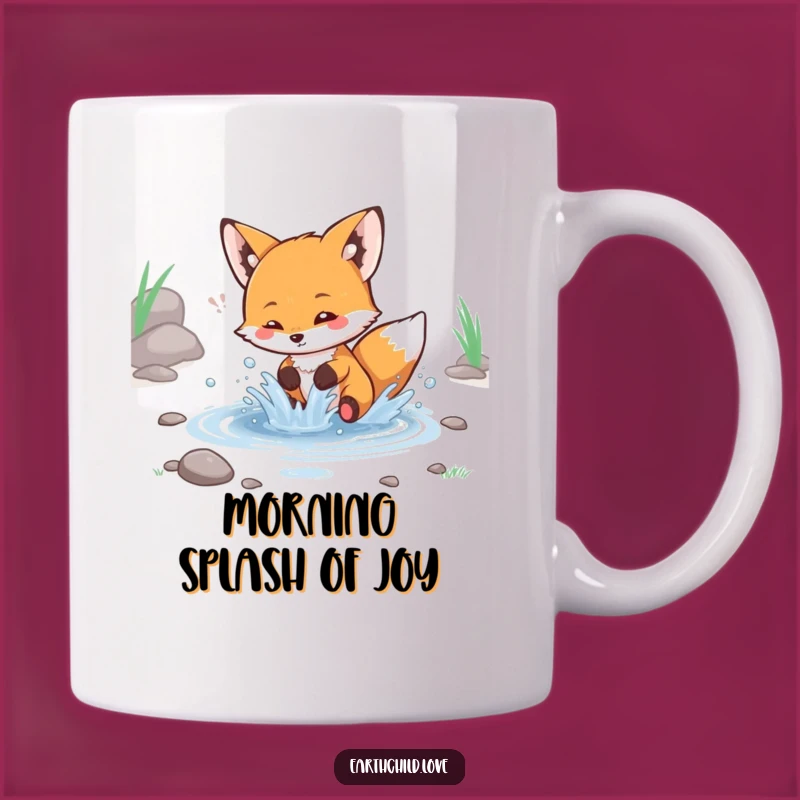 Funny Kawaii Fox Splashing Stream Mug - Playful Water Fun Gift