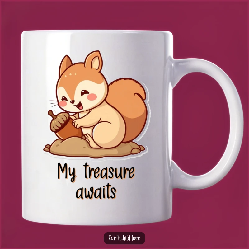 Funny Kawaii Squirrel Burying Acorn Mug - Cute Autumn Gift for Nut Lovers