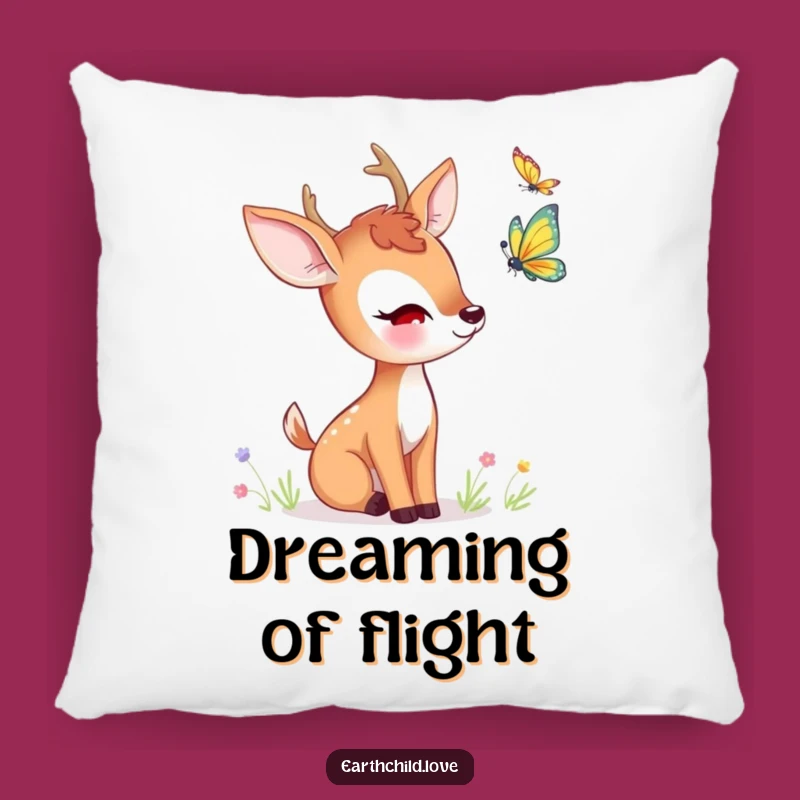 Funny Kawaii Deer Butterfly Pillow - Cozy Woodland Decor Accent
