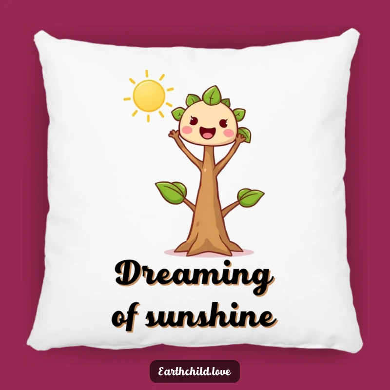 Funny Tree Sprout Pillow: Cozy Kawaii Sprout Reaching Sun, Soft Inspirational Funny Gift