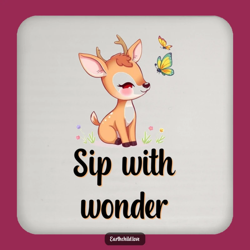 Funny Kawaii Deer Butterfly Coaster - Cute Woodland Table Protector