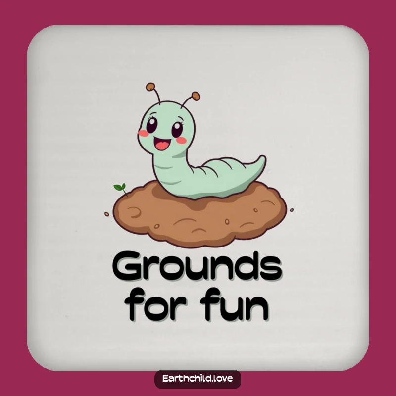 Funny Kawaii Earthworm Drink Coaster: Protect Surfaces with Garden Charm