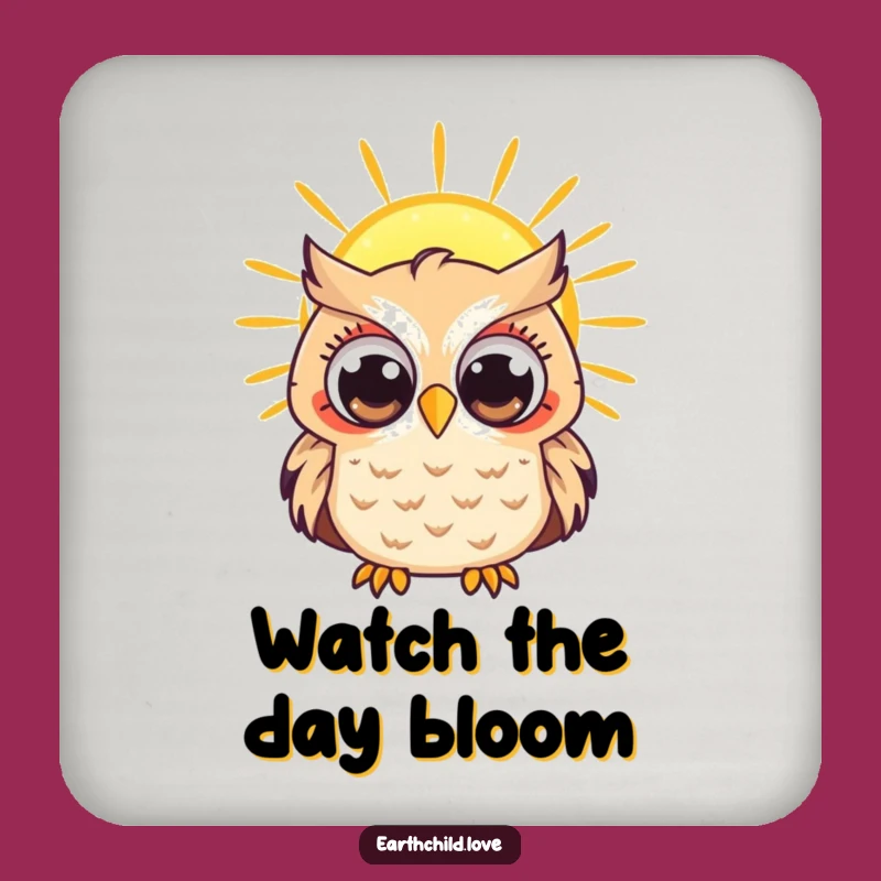 Funny Kawaii Owl Sun Drink Coaster - Curious Sun Observer Table Protection