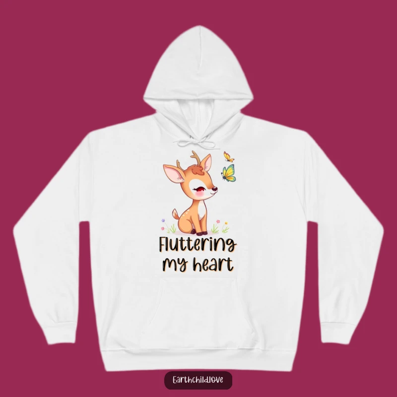 Funny Kawaii Deer Butterfly Hoodie - Cozy Woodland Animal Gift