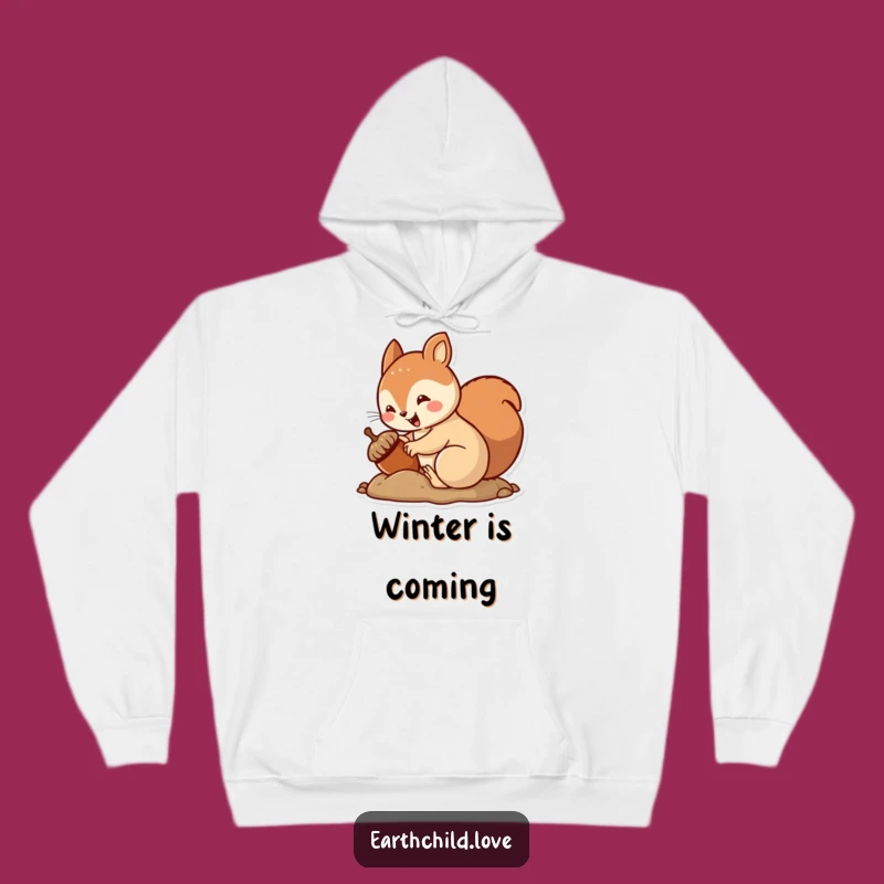 Funny Kawaii Squirrel Burying Acorn Hoodie - Cozy Autumn Animal Gift