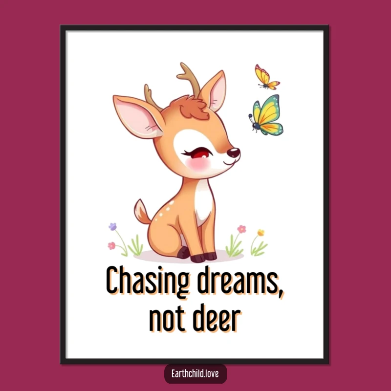 Free Printable Wall Art: Deer Watching Butterfly - Funny Downloadable Art