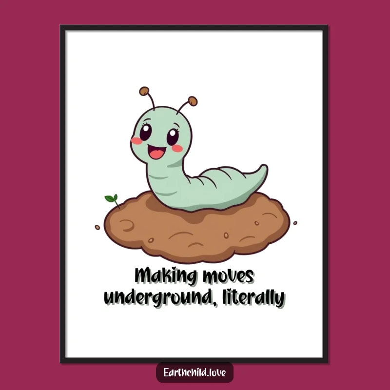 Funny Free Printable Earthworm Art - Cute Kawaii Downloadable Gift