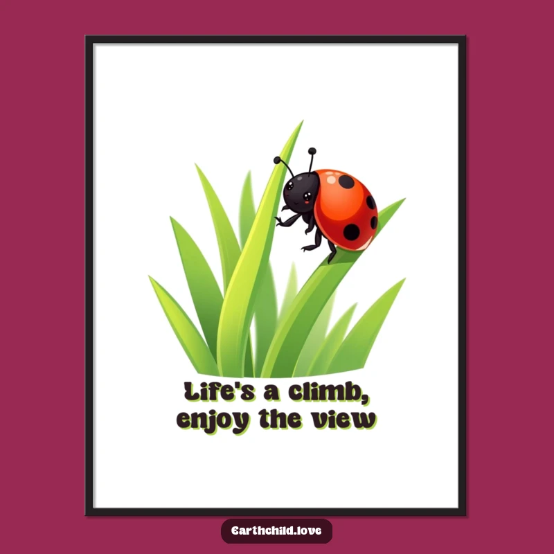 Funny Free Printable Ladybug Art Downloadable Gift - Cute Kawaii Wall Decor