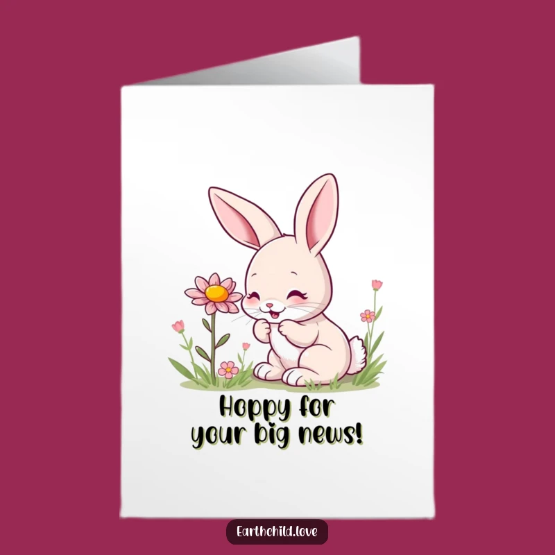 Free Printable Congrats Card: Bunny Sniffing Flower - Funny Downloadable Gift