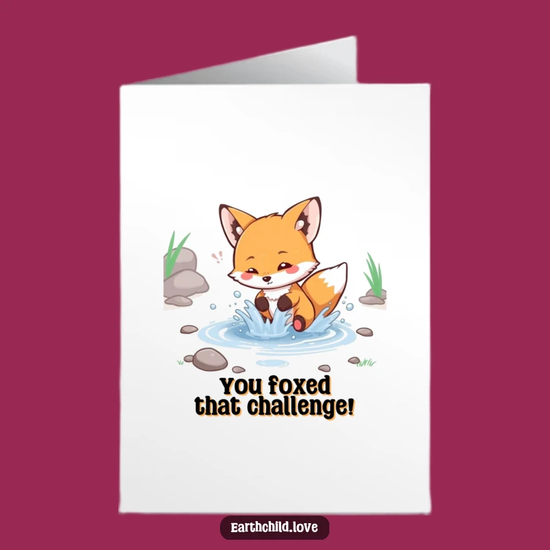 Free Printable Congrats Card: Fox Splashing Stream - Funny Downloadable Gift