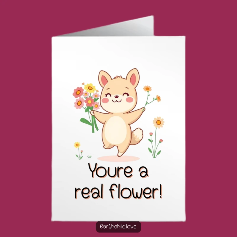 Free Printable Congratulations Card: Dancing Flower Animal - Funny Downloadable Gift!