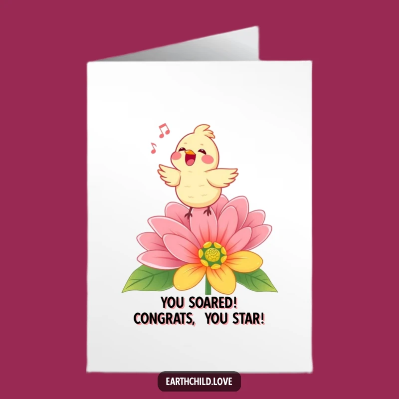 Free Printable Kawaii Bird Song Congrats Card - Funny Downloadable Melody Gift