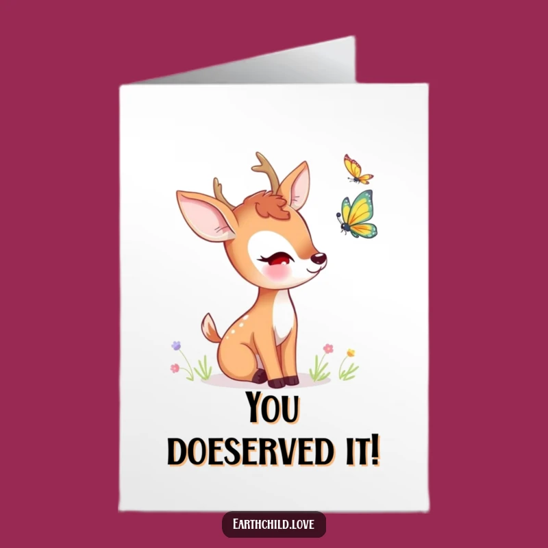 Free Printable Congrats Card: Deer Watching Butterfly - Funny Downloadable Gift