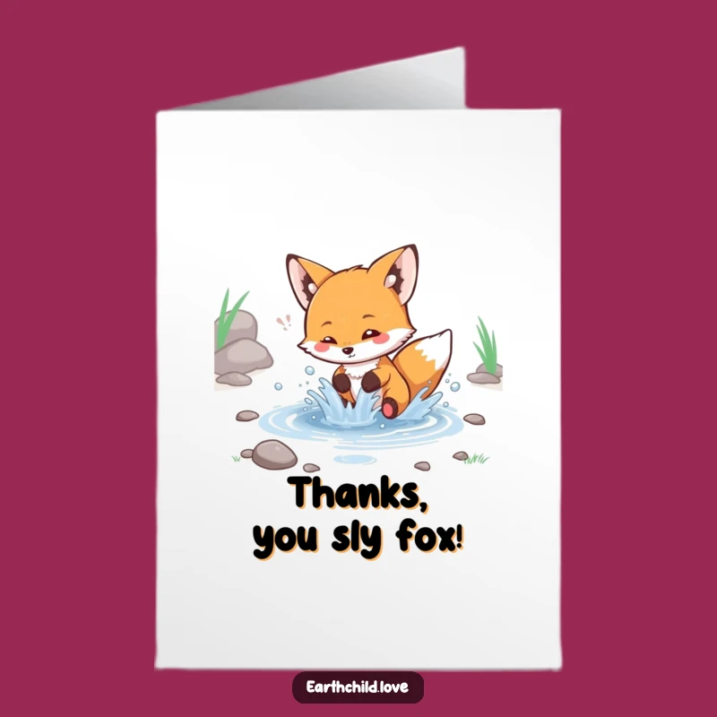 Free Printable Thank You Card: Fox Splashing Stream - Funny Downloadable Gift