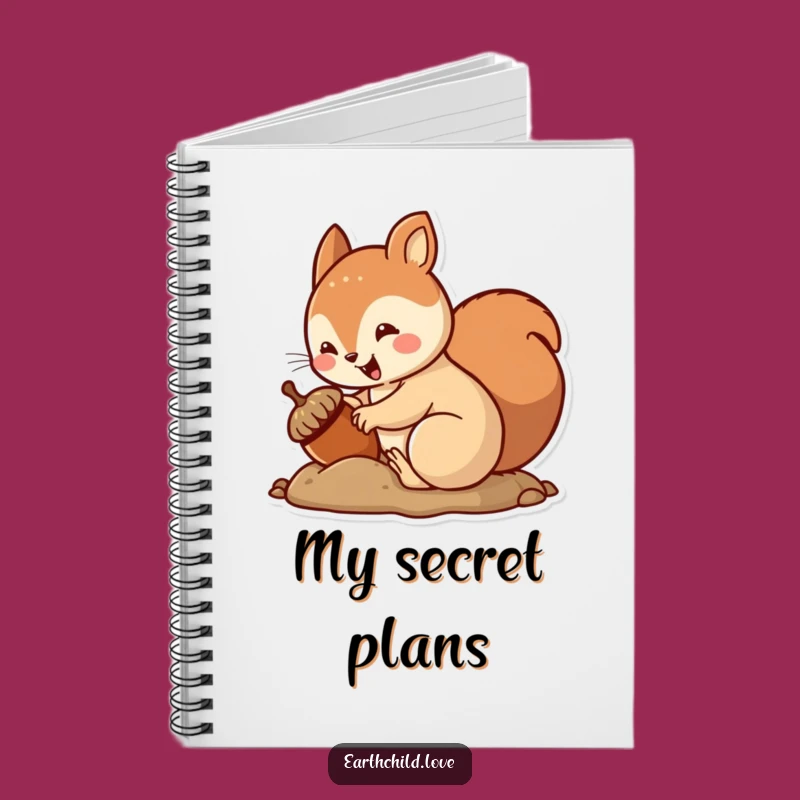 Funny Kawaii Squirrel Burying Acorn Notebook - Cute Journal for Fall Notes