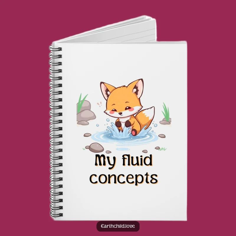 Funny Kawaii Fox Splashing Stream Notebook - Cute Journal for Playful Notes