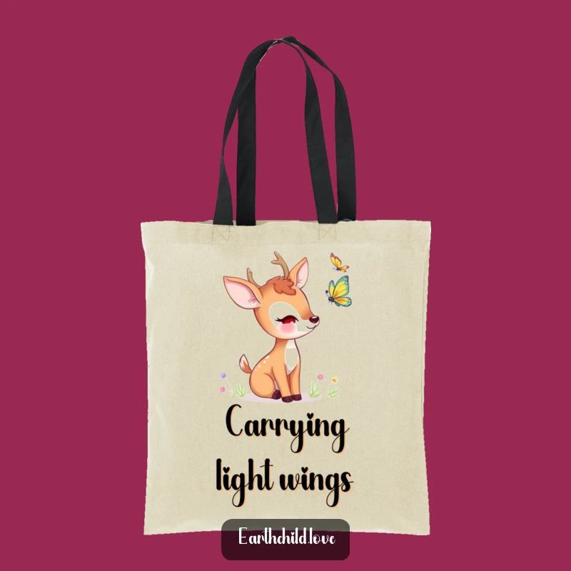 Funny Kawaii Deer Butterfly Tote Bag - Chic Woodland Accessory