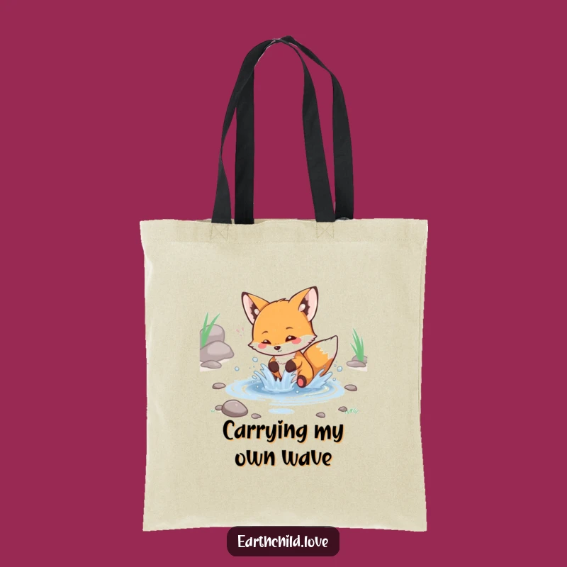 Funny Kawaii Fox Splashing Stream Tote Bag - Chic Playful Accessory