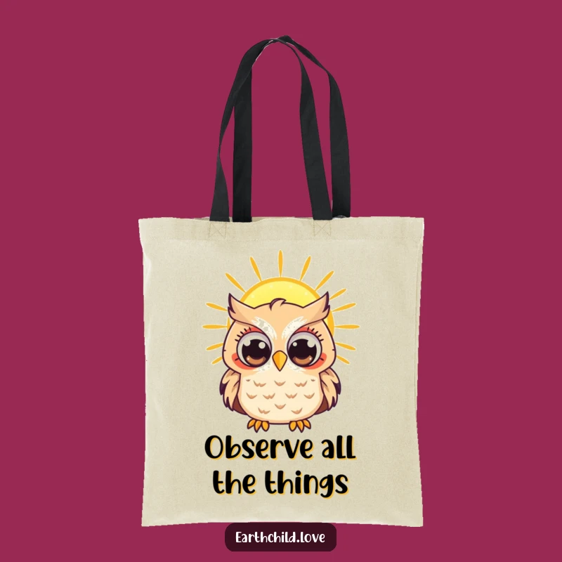 Funny Kawaii Owl Sun Tote Bag - Curious Observer Carry-All for Essentials