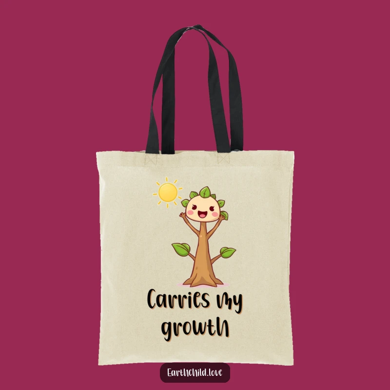 Funny Tree Sprout Tote Bag: Kawaii Sprout Reaching Sun, Carry Growth Funny Gift