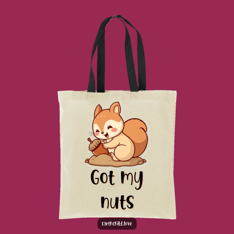 Funny Kawaii Squirrel Burying Acorn Tote Bag - Cute Woodland Accessory